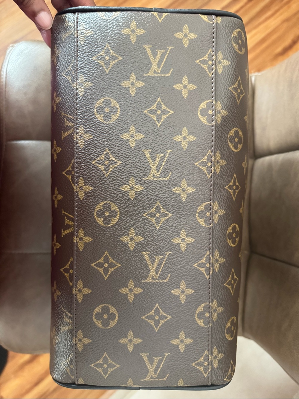 Brown Monogram Canvas Satchel Bag - Brown & Black - Picture 3 of 5